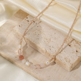 Collar chapado en oro de 18 quilates con perlas de agua dulce geométricas de estilo romano de estilo vintage a granel