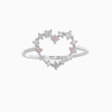 Anillos de latón en forma de corazón de moda que platean anillos de cobre de diamantes artificiales