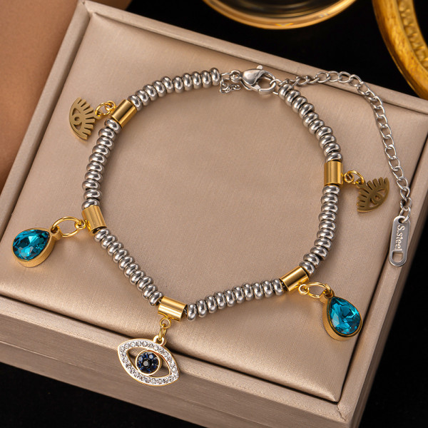 Moda Ojo Titanio Chapado en acero Pulseras con circón 1 pieza