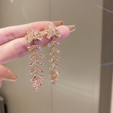 Pendientes colgantes de circón con incrustaciones de cobre con nudo de lazo de mariposa en forma de corazón a la moda, 1 par