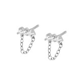 Pendientes de cadena para oreja colgantes simples de tres circonitas de estilo coreano, joyería para oreja de fiesta con temperamento