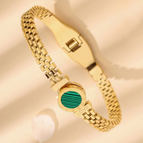 Brazalete casual de acero y titanio con números