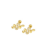 1 par Estilo IG Estilo clásico Estilo coreano Flor Serpiente Mariposa Incrustaciones Cobre Circón Chapado en oro blanco Pendientes chapados en oro