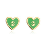 Pendientes Vintage Con Forma De Corazón De Aceite De Gota De Oro De Cobre De 18 Quilates.