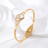 Venta al por mayor estilo clásico gotas de agua forma de corazón mariposa titanio acero 24K chapado en oro brazalete de circón