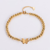 Moda Mariposa Acero inoxidable Chapado con cuentas Pulseras 1 pieza