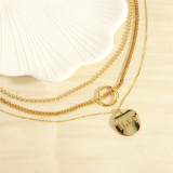 Collar chapado en oro de 18 quilates con revestimiento de cobre y círculo de amor estilo IG