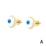 1 par de pendientes chapados en oro de 18 quilates con esmalte de ojos de estilo sencillo