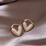 Dulce forma de corazón alas nudo de lazo chapado en cobre incrustaciones perlas artificiales pendientes de aro de diamante artificial pendientes colgantes pendientes 1 par