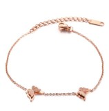 Tobillera simple del bosque de mariposas de oro rosa