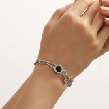 Pulseras chapadas en oro de 18K con incrustaciones de revestimiento de pulido de acero de titanio con números romanos de estilo clásico informal