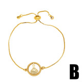 Estilo simple Cruz Forma de corazón Cobre Chapado en oro Pulseras de circón 1 pieza