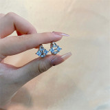 1 par de pendientes chapados en oro blanco con incrustaciones de cobre y circonita redonda brillante y dulce informal