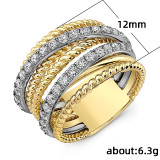 Anillo de cobre de línea de anillo Micro-set de galvanoplastia de dos colores combinación multicírculo exquisito de moda
