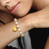 Pulseras chapadas en oro de 18K con revestimiento de perlas de acero inoxidable con forma de corazón estilo francés estilo INS