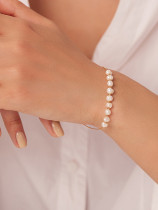 Pulsera de cadena de oro de joyería de acero inoxidable con perlas geométricas simples