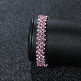 Brazalete de pulseras de diamantes de imitación con incrustaciones de cobre de color sólido dulce elegante