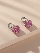 Pendientes colgantes con diamantes de imitación y incrustaciones de cobre en forma de corazón a la moda, 1 par