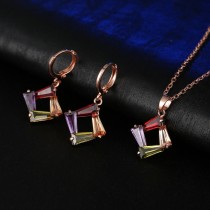 Conjunto de joyería de circón de cobre cuadrado de estilo simple