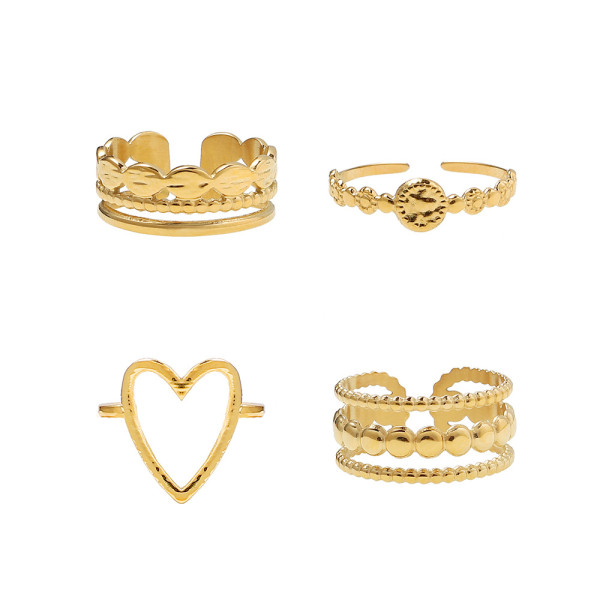 Anillos de acero de titanio con forma de corazón de moda que platean anillos de acero inoxidable