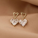 Pendientes de circonita con forma de corazón y mariposa, con incrustaciones de cobre, con forma de corazón, 1 par