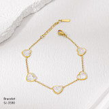 Pulseras plateadas plateadas plateadas chapadas en oro del acero inoxidable de la forma del corazón del estilo clásico casual