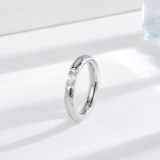Anillos de diamantes de imitación con incrustaciones de acero titanio rectangular estilo INS