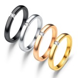 Venta al por mayor de joyería de anillos de circón individual de pareja de acero de titanio