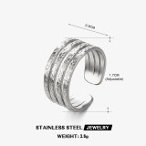 El estilo simple básico alinea los anillos abiertos plateados oro 18K del revestimiento de acero inoxidable