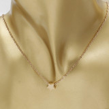 Collar chapado en oro rosa chapado en oro de 18 quilates con revestimiento de acero de titanio y estrella de estilo simple