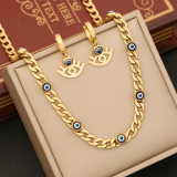 Estilo IG Estilo Simple Ojo del Diablo Esmalte de Acero Inoxidable Ahueca Hacia Fuera Pulseras Pendientes Collar