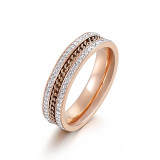 Ornament Nuevo comercio exterior transfronterizo Acero de titanio Anillo completo de diamantes de una y dos hileras Anillo de dedo índice de diamantes de imitación simple Pulsera para mujer