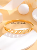 Brazalete de circón con incrustaciones ahuecadas con revestimiento de acero de titanio cuadrado redondo brillante de estilo simple