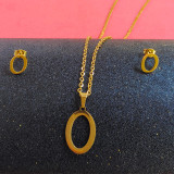 Collar De Pendientes Chapado En Oro De Acero Titanio Con Letras De Moda