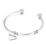 Joyería Pulsera abierta de acero inoxidable en forma de corazón generosa Regalo del día de la madre