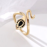 Anillos abiertos de circón con incrustaciones de cobre de serpiente informal