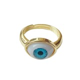 Anillo ajustable con apertura de ojo con personalidad de ojo de diablo de resina de oro de 18k de moda