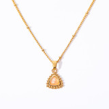 Collar con colgante chapado en oro de 18 quilates con incrustaciones de cobre y acero titanio con ojo del diablo retro