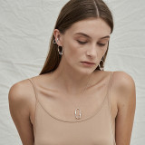 1 par de pendientes colgantes de perlas de cristal artificiales de cobre con incrustaciones asimétricas en forma de U para mujer