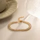 Pulseras de diamantes artificiales con incrustaciones de revestimiento de acero inoxidable redondo estilo INS de 1 pieza