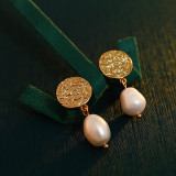 Nuevo Pendientes de perlas de agua dulce barroco Retro de estilo francés, pendientes ligeros de lujo minoritarios avanzados de plata S925 para mujer
