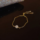 Pulseras de piedras preciosas artificiales con incrustaciones de perlas de cobre redondas de moda 1 pieza