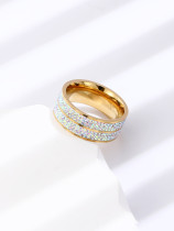 Anillos de acero inoxidable con círculo de moda con incrustaciones de anillos de acero inoxidable con diamantes de imitación