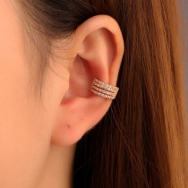 Clips de oreja de cobre en forma de C geométricos anchos a la moda de circonio Retro Micro-set para mujer