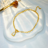 Collar chapado en oro de 18 quilates con revestimiento de palanca de acero de titanio cuadrado de estilo coreano