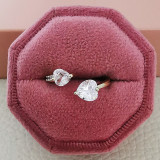 Anillo abierto de circón con incrustaciones de cobre y mariposa de moda de 1 pieza