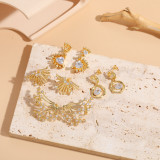 Pendientes chapados en oro de 14K con incrustaciones de circonita de cobre, 1 par, elegantes y lujosos, estilo clásico, ovalados, con forma de corazón