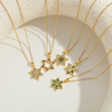 Collar con colgante chapado en oro de 14 quilates con incrustaciones de cobre y estrella de estilo clásico lujoso y elegante