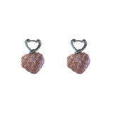 1 par de pendientes colgantes de cobre con forma de corazón de estilo sencillo