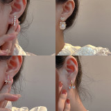 Dulce forma de corazón alas nudo de lazo chapado en cobre incrustaciones perlas artificiales pendientes de aro de diamante artificial pendientes colgantes pendientes 1 par